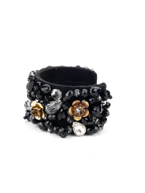 

ODETTE Women Black & Gold-Toned Fabric Cuff Bracelet
