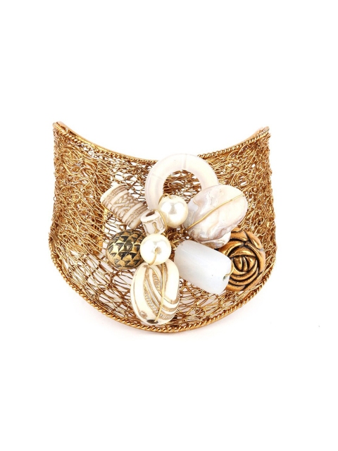 

ODETTE Women Gold-Toned & White Gold-Plated Cuff Bracelet