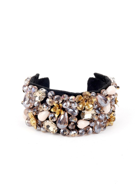 

ODETTE Women Black & White Fabric Cuff Bracelet
