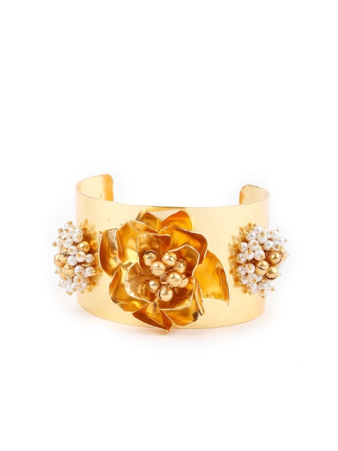 

ODETTE Women Gold-Toned & White Cuff Bracelet