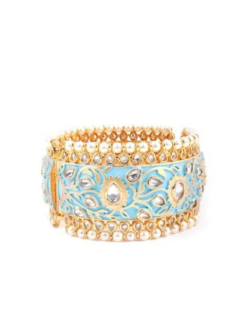 

ODETTE Women Gold-Toned & Turquoise Blue Enamelled Bangle-Style Bracelet