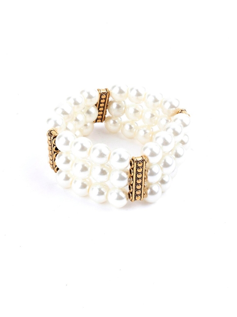 

ODETTE Women Gold-Toned & White Gold-Plated Elasticated Bracelet