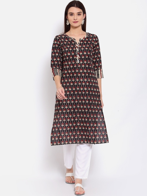 

Yuris Women Black Geometric Printed Kurta