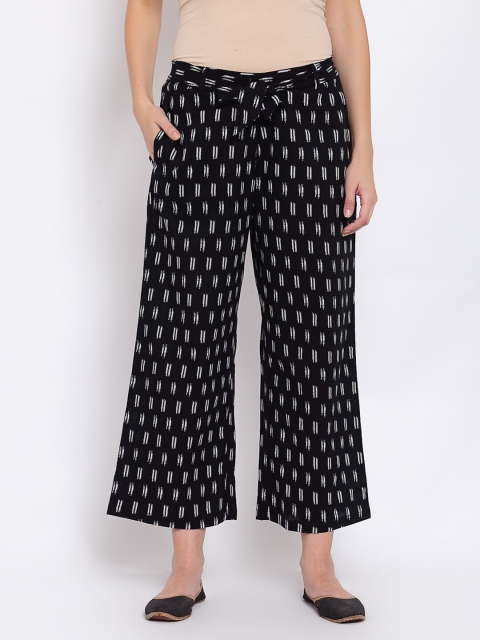 

Yuris Women Black & White Printed Cropped Ethnic Palazzos