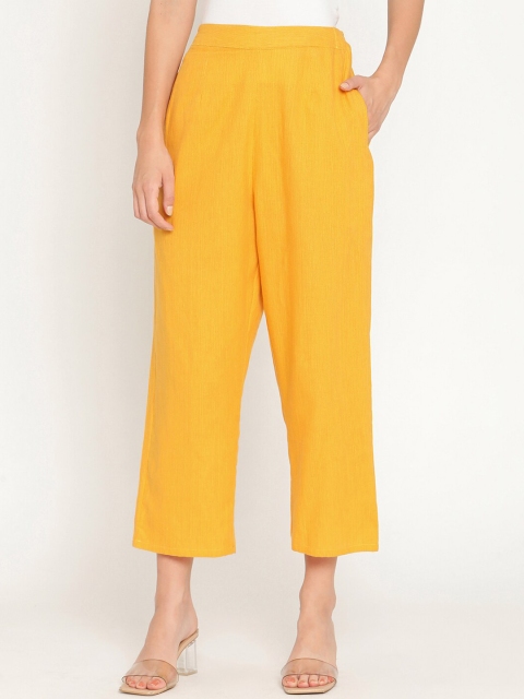 

Abhishti Women Yellow Cotton Trousers