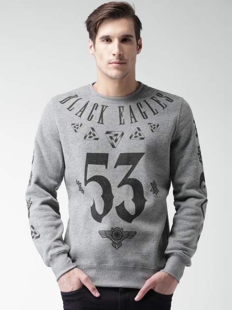 

ALCOTT Grey Melange Printed Sweatshirt