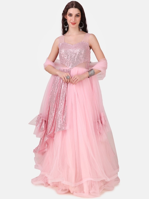 

Grancy Pink Embellished Velvet Maxi Dress