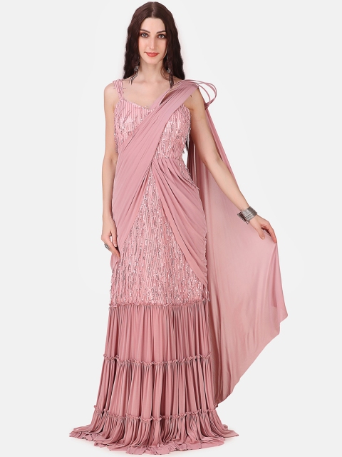 

Grancy Pink Embellished Velvet Maxi Dress