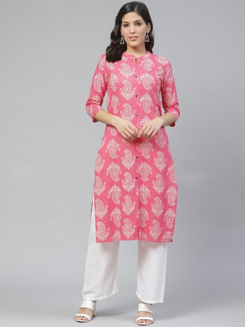 

Ishin Women Pink Ethnic Motifs Printed Kurta