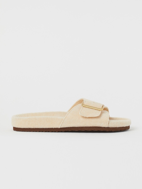 

H&M Womens Beige Felt Slippers