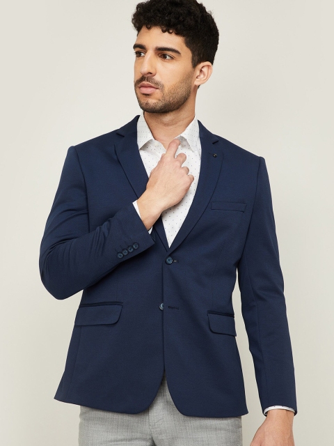 

CODE by Lifestyle Men Navy Blue Solid Super Slim-Fit Single-Breasted Formal Blazer