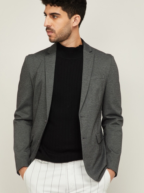 

CODE by Lifestyle Men Charcoal Grey Self-Design Slim-Fit Single-Breasted Casual Blazer