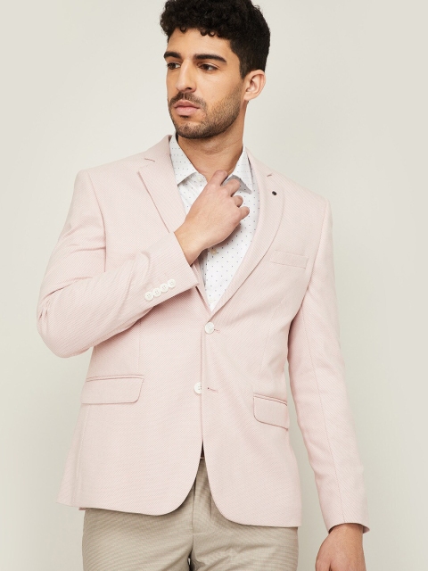 

CODE by Lifestyle Men Pink Solid Slim-Fit Single-Breasted Formal Blazer