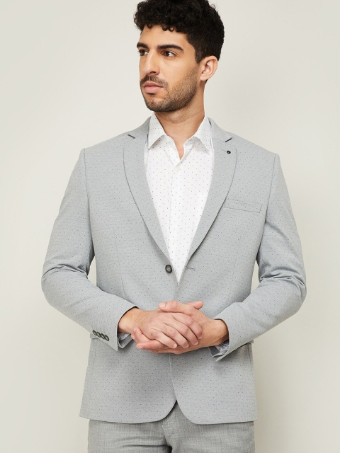 

CODE by Lifestyle Men Grey & Black Printed Super Slim-Fit Single-Breasted Casual Blazer