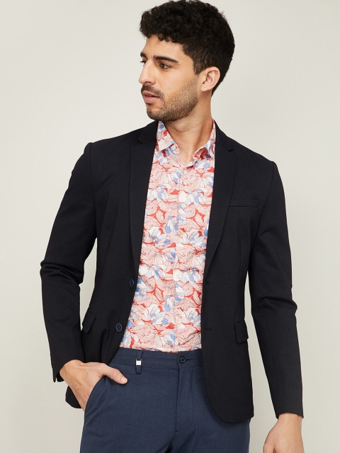 

CODE by Lifestyle Men Blue Solid Slim-Fit Single-Breasted Formal Blazer