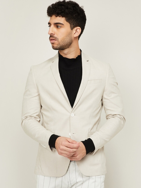

CODE by Lifestyle Men Beige Solid Slim-Fit Single-Breasted Casual Blazer