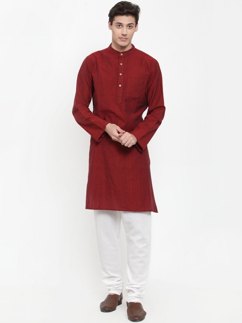 

NEUDIS Men Red Regular Pure Cotton Kurta with Churidar