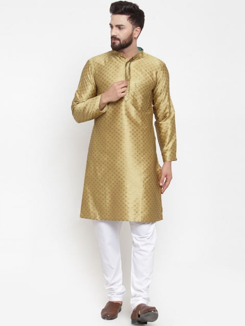 

NEUDIS Men Khaki Regular Dupion Silk Kurta with Churidar
