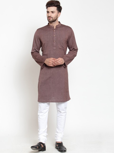 

NEUDIS Men Brown Regular Pure Cotton Kurta with Churidar