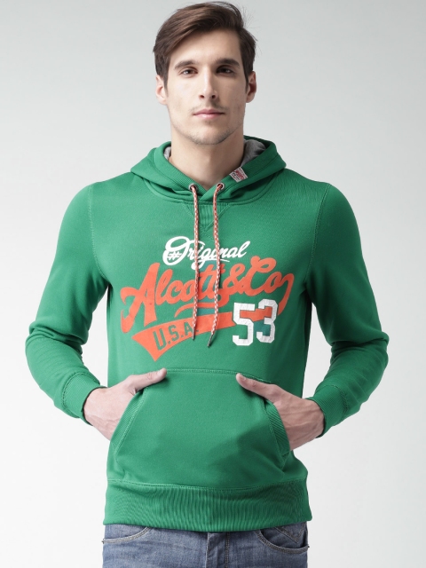 

ALCOTT Green Printed Hooded Sweatshirt