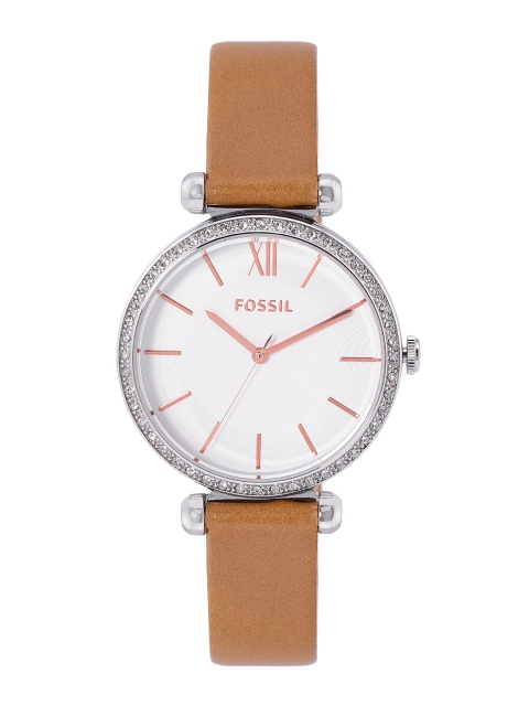 

Fossil Women White Dial & Brown Leather Straps Tillie Analogue Watch BQ3499