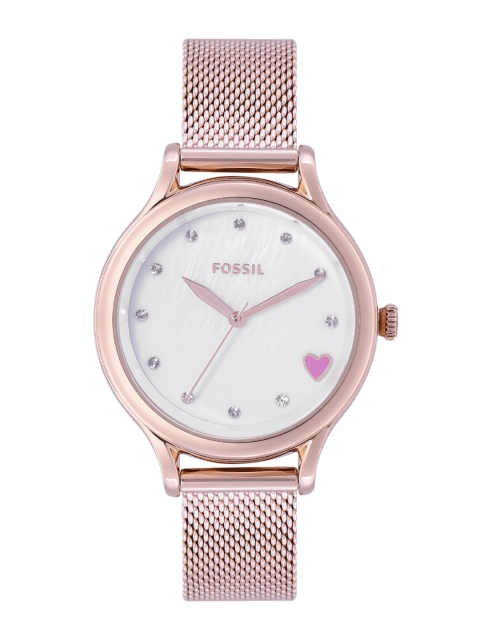 

Fossil Women White Dial & Rose Gold Toned Straps Laney Analogue Watch BQ3594