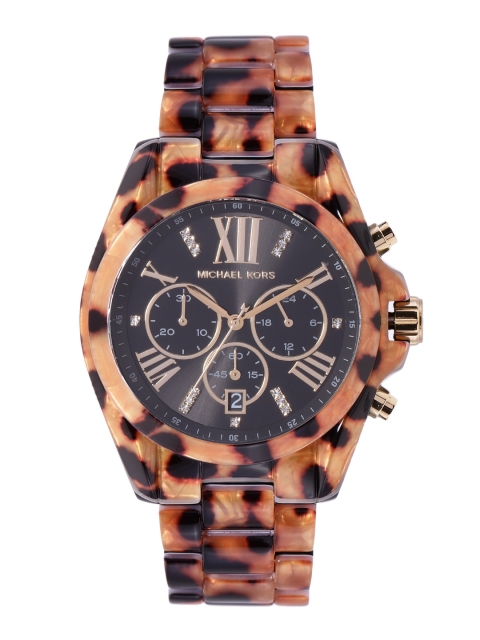 

Michael Kors Women Black Dial & Brown Straps Bradshaw Analogue Chronograph Watch MK6887