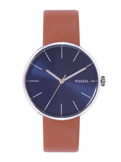 

Fossil Men Navy Blue Dial & Brown Leather Straps Hutton Analogue Watch BQ2438