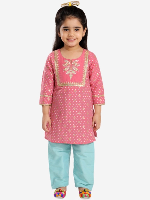 

Lil Peacock Girls Coral Floral Printed Regular Kurti with Palazzos