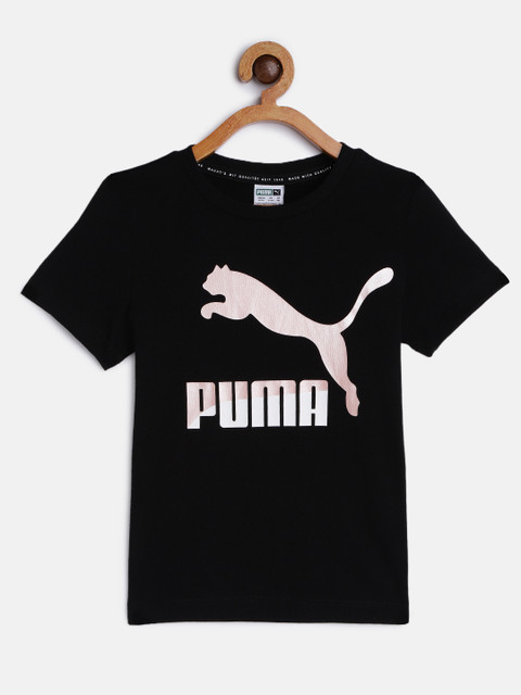 

Puma Girls Black Printed Pure Cotton Classic Logo T-shirt