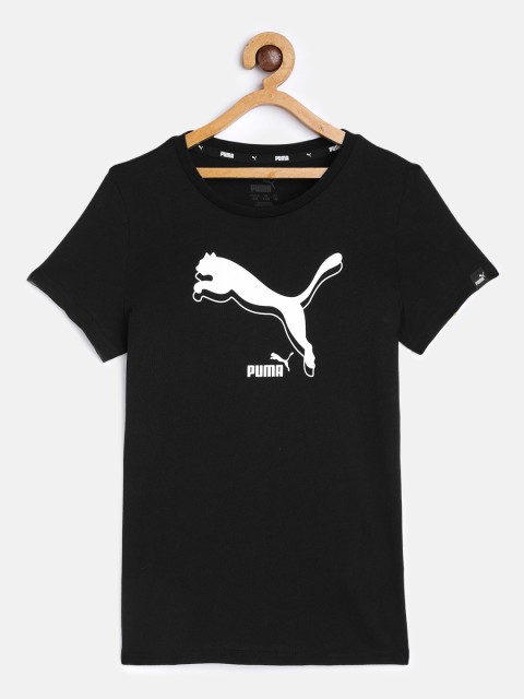 

Puma Girls Black Printed Pure Cotton Power Logo T-shirt