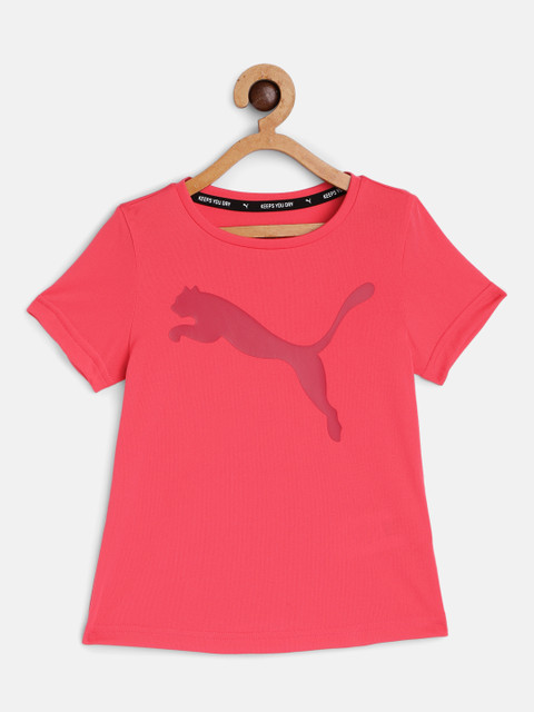 

Puma Girls Pink Active Brand Logo Printed dryCELL T-shirt