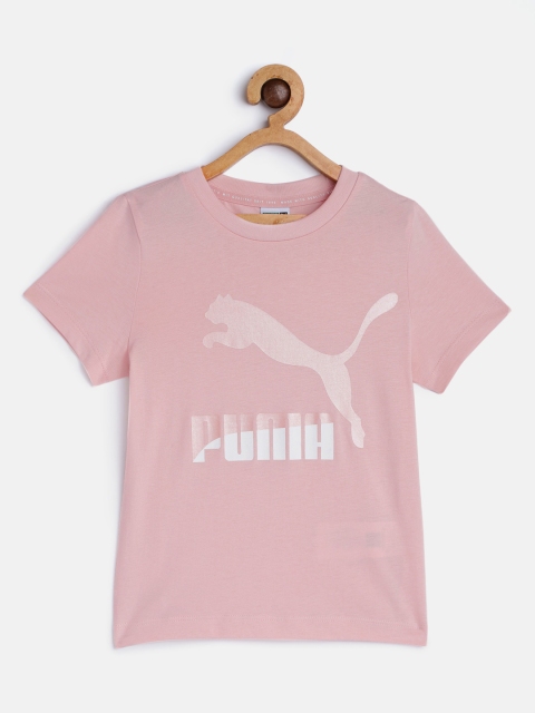 

Puma Girls Pink Classic Brand Logo Printed Pure Cotton T-shirt