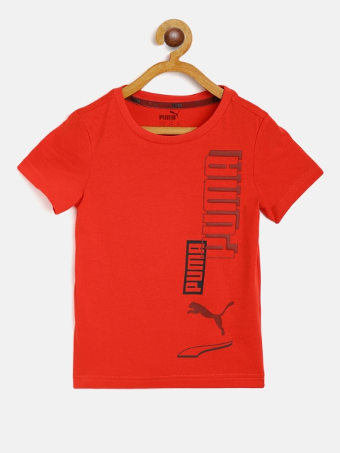 

Puma Boys Red & Mauve Brand Logo Print Alpha Round Neck T-shirt