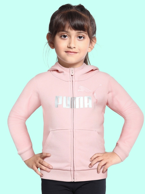 

Puma Girls Pink Essential+ Logo Full-Zip Hooded Jacket