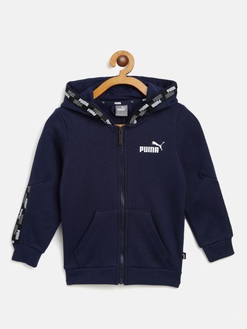 

Puma Boys Navy Blue Solid Power Hooded Sweatshirt
