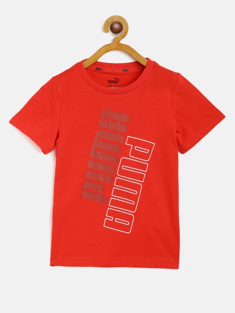 

Puma Boys Red White Pure Cotton Regular Fit Brand Logo Print Power Pure Cotton T-shirt