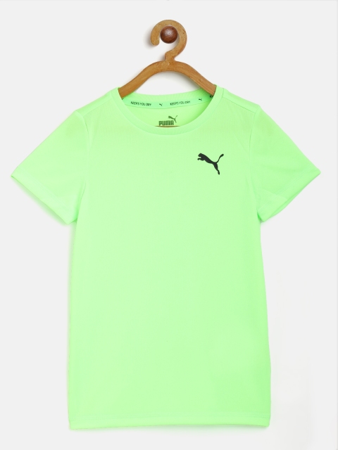 

Puma Boys Fluorescent Green Solid dryCELL & Moisture Management Engineered T-shirt