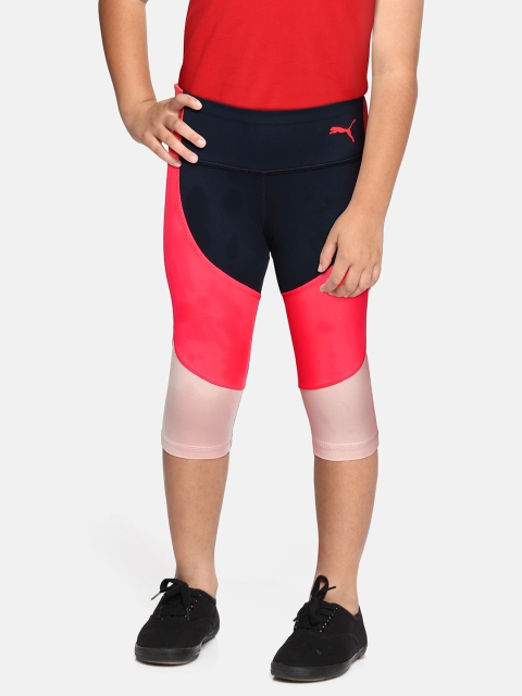 

Puma Girls Pink & Navy Blue Runtrain 7/8 Ankle Length Slim Tights