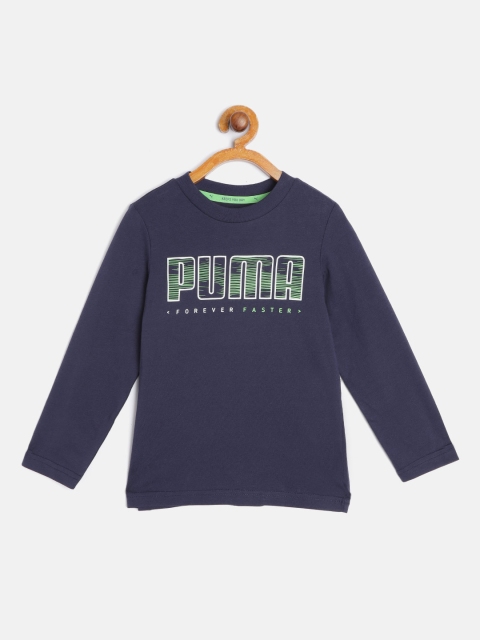 

Puma Boys Navy Blue Active Sports Brand Logo Print Cotton Pure Cotton T-shirt