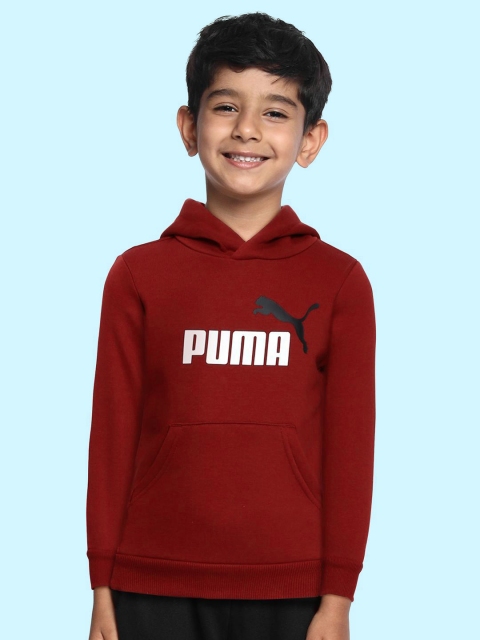 

Puma Boys Red Essential+ Two-Tone Big Logo Hooded Sweatshirt
