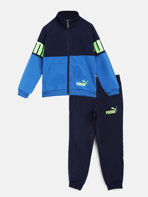 

Puma Boys Blue Solid Power Track Suit with Brand Logo Print Detail