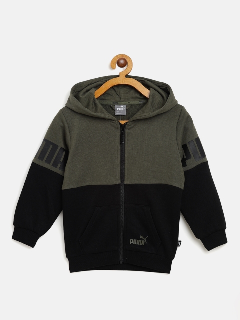 

Puma Boys Olive Green & Black Colourlocked Hooded Sweatshirt