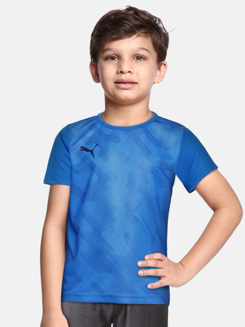 

Puma Boys Blue Abstract Printed individualRISE Graphic dryCELL Technology T-Shirt