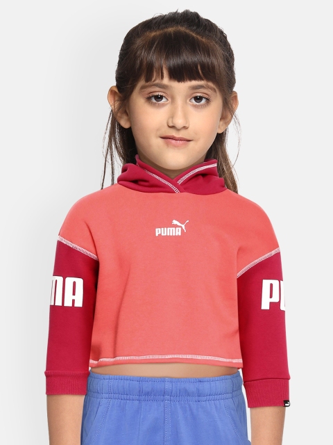 

Puma Girls Red & Maroon Colourblocked Hooded Sweatshirt