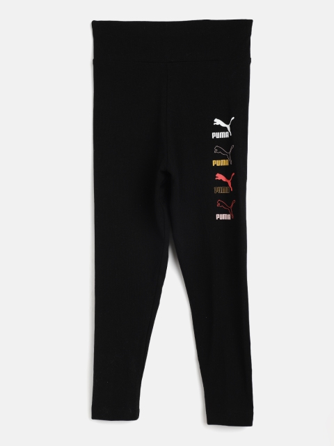 

Puma Girls Black Brand Logo Print Detail Classics Graphic Slim Leggings