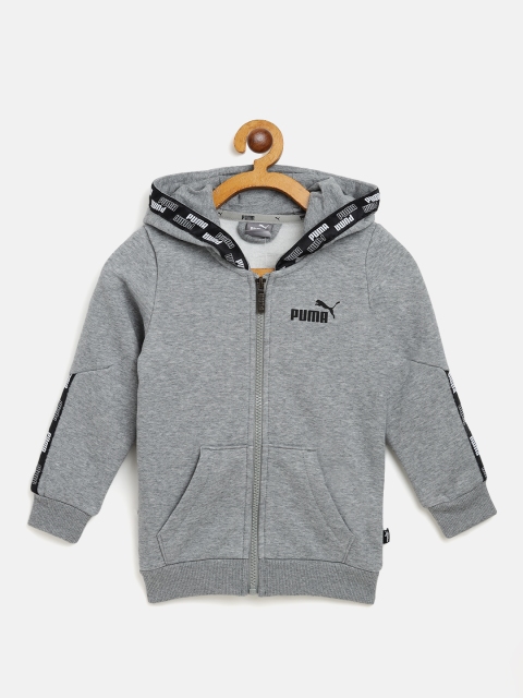 

Puma Boys Grey Melange Solid Power Hooded Sweatshirt