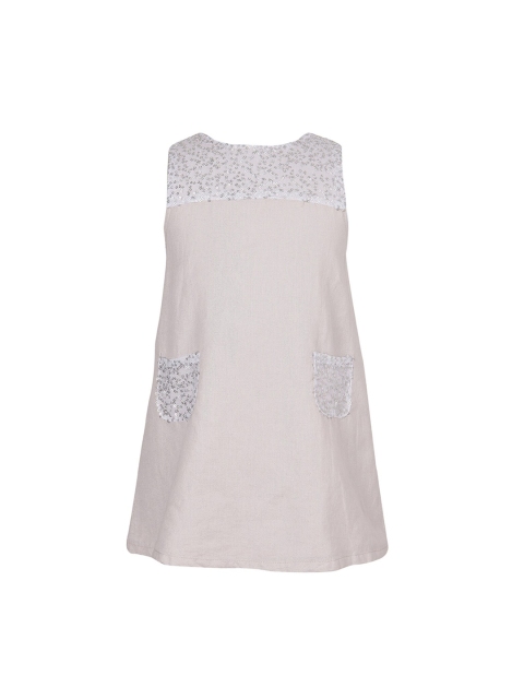 

Miyo Girls Beige & Silver-Toned Embellished A-Line Dress