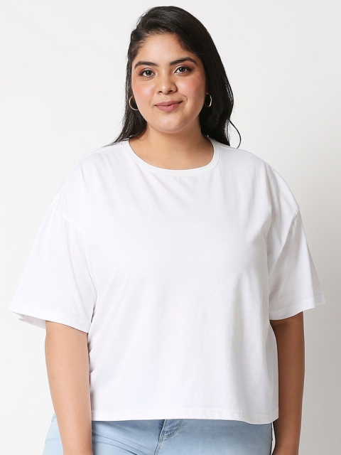 

20Dresses Women White Drop-Shoulder Sleeves Pure Cotton T-shirt