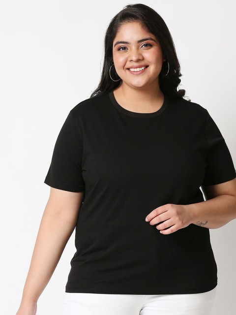 

20Dresses Women Black Pure Cotton T-shirt (Plus Size)
